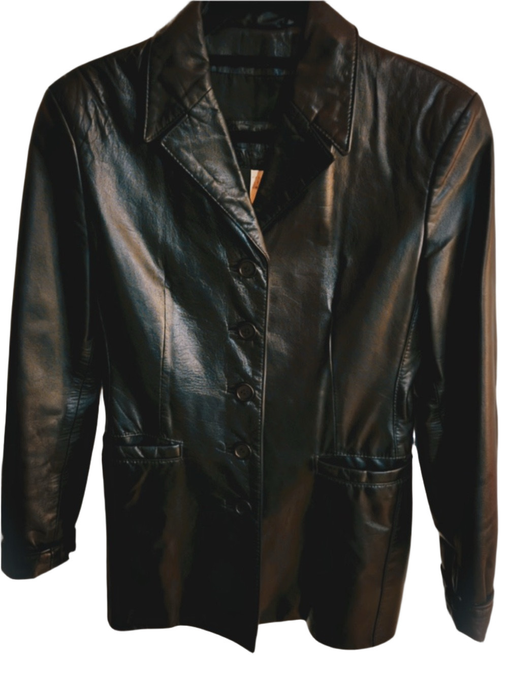 Vintage Leather Ranch Blazer Jacket Size XS / US 1 Black Genuine Leather - Picture 3 of 9
